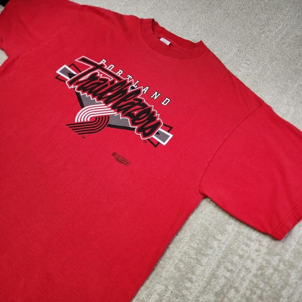 Vintage 90s Portland Trail Blazers Shirt Men XXL Logo 7‎ Red NBA Basketball